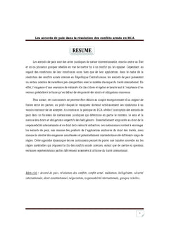 Les accords de paix dans la resolution des conflits armes en RCA