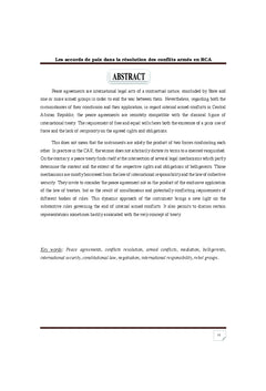 Les accords de paix dans la resolution des conflits armes en RCA