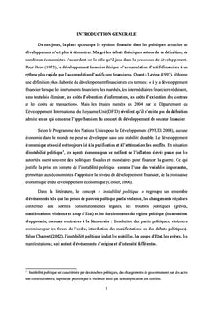Instabilité politique et développement financier en RCA