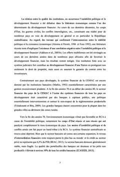 Instabilité politique et développement financier en RCA