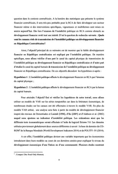 Instabilité politique et développement financier en RCA