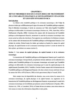 Instabilité politique et développement financier en RCA