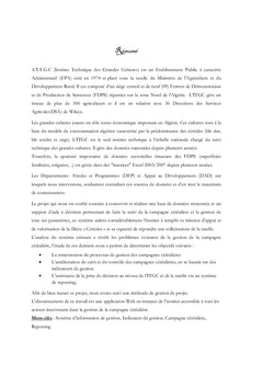 Conception & réalisation du SI pour gestion de la campagne céréalière