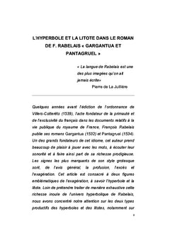 L'hyperbole et la litote dans le roman «Gargantua et Pantagruel»