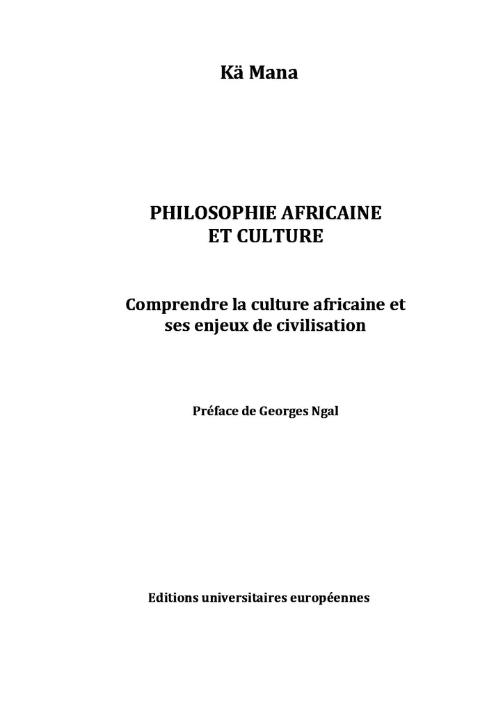 Philosophie africaine et culture