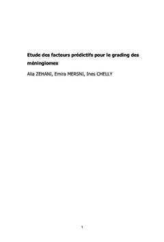 Étude des facteurs prédictifs pour le grading des méningiomes