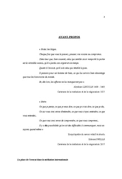 La place de l'Avocat dans la médiation internationale
