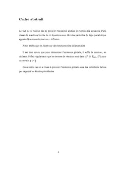Existence globale des solutions des Systèmes de Réaction-Diffusion