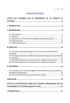 Essais de fertilisation sur les légumes produits à Mahajanga