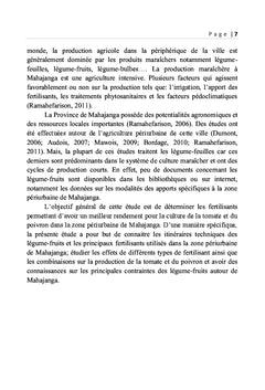 Essais de fertilisation sur les légumes produits à Mahajanga