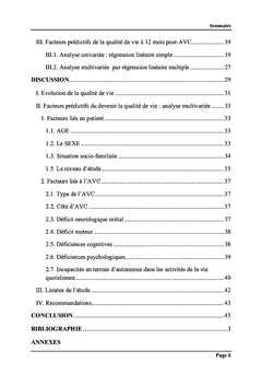 Qualité de vie après un accident vasculaire cérébral