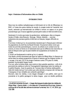 Espace d'informations dites en Ciluba A Mbujimayi
