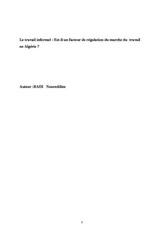Le travail informel: Est-il un atout pour le marché du travail?
