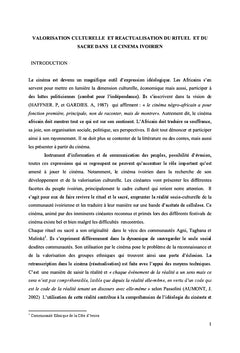 Reactualisation du rituel et du sacre dans le cinema ivoirien