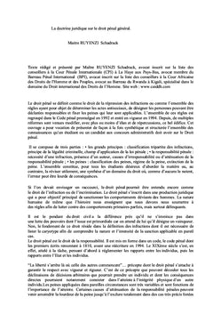 La doctrine juridique sur le droit penal general