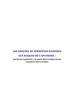 Les groupes de personnes exposées aux risques d'apatridie