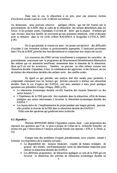 La FSH et l'autonomisation des enfants victimes des conflits armés
