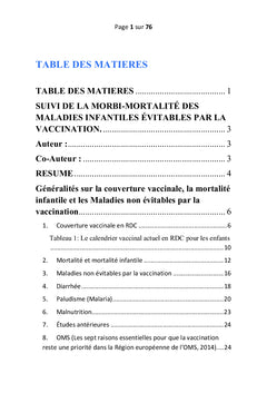 Suivi de la morbi-mortalité des maladies infantiles évitables