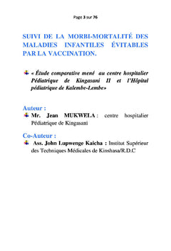 Suivi de la morbi-mortalité des maladies infantiles évitables