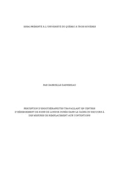 L'habilitation aux occupations pour des personnes Agees en CHSLD