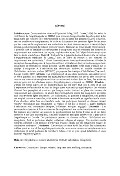 L'habilitation aux occupations pour des personnes Agees en CHSLD