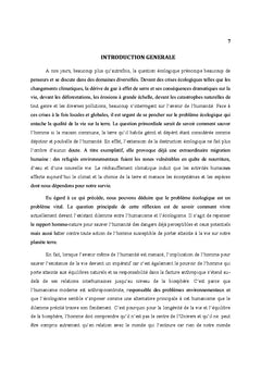 Vers un humanisme ecologique repense. Regard philosophique
