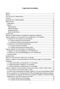 Variabilité climatique et recrudescence du paludisme à Niangon