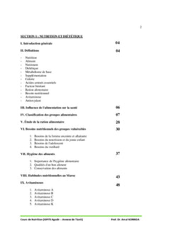 Nutrition, dietetique et regimes alimentaires