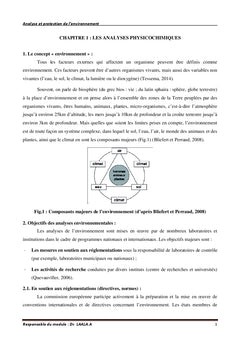 Cours Analyse et protection de l'environnement