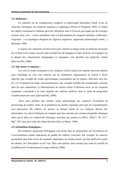 Cours Analyse et protection de l'environnement
