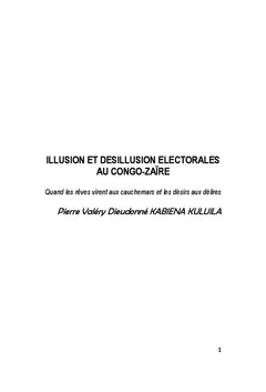 Illusion et desillusion electorales au Congo-Zaïre