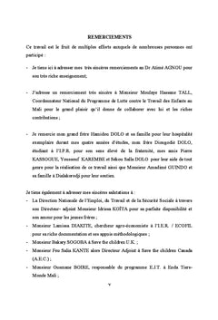 Le travail des enfants au Mali et l'analyse de leurs situations