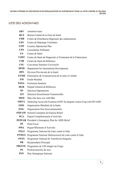 Rationalisation du Partenariat dans la lutte contre le VIH/Sida en RDC