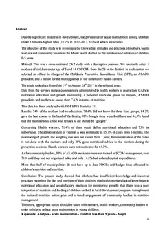 Nutrition des enfants de 0 a 5 ans dans le district sanitaire de Mopti
