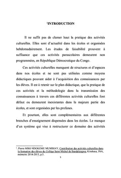 Les activites culturelles comme opportunite