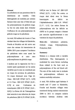 Polymorphismes du globule rouge et le paludisme