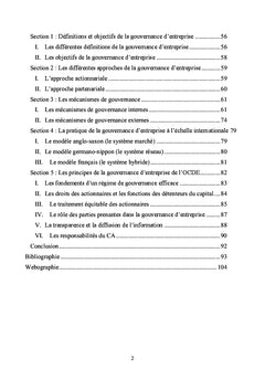 Fondements et pratiques de la gouvernance d'entreprise