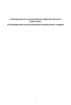 L'universalite et la realisation du droit des enfants a l'education