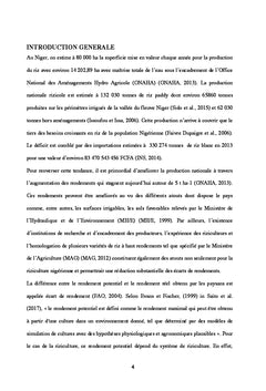 Analyse de la variabilite des rendements de riz au Niger