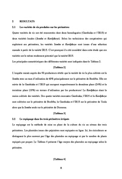 Analyse de la variabilite des rendements de riz au Niger