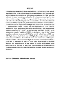 Types de fertilisants (NPK et DAP) et la densité de semis sur la pro