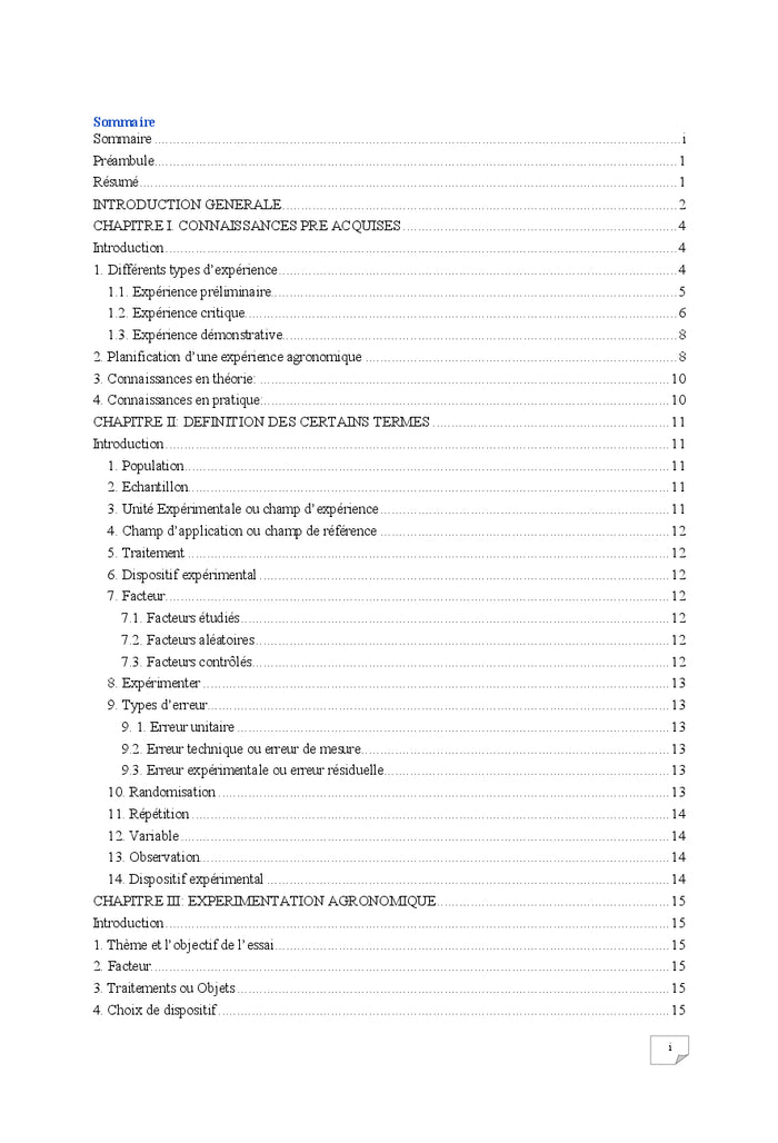 Guide de conduite d'une expérimentation agronomique