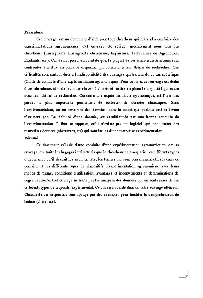 Guide de conduite d'une expérimentation agronomique