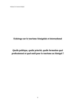 Eclairage sur le tourisme sénégalais