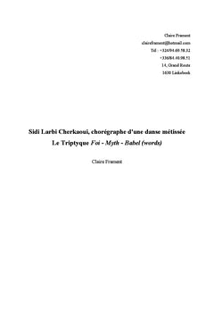Sidi Larbi Cherkaoui - Foi, Myth, Babel : etude d'une danse metissee
