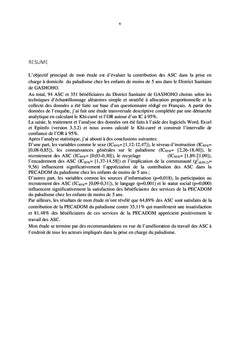 Evaluation de la contribution des Agents de Sante communautaire