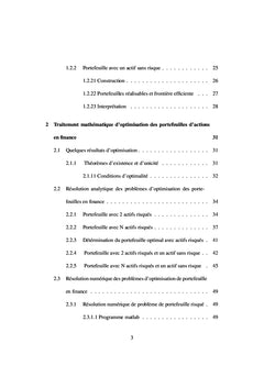 Optimisation de portefeuille d'actions en finance