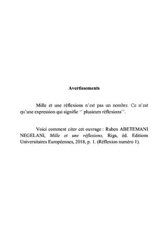 Mille et une reflexions