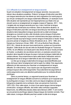 Le français, langue d'enseignement ou langue à enseigner