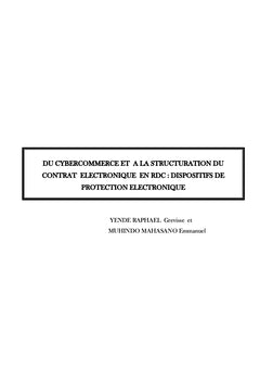 Du Cyber-Commerce à la structuration du contrat électronique en RDC